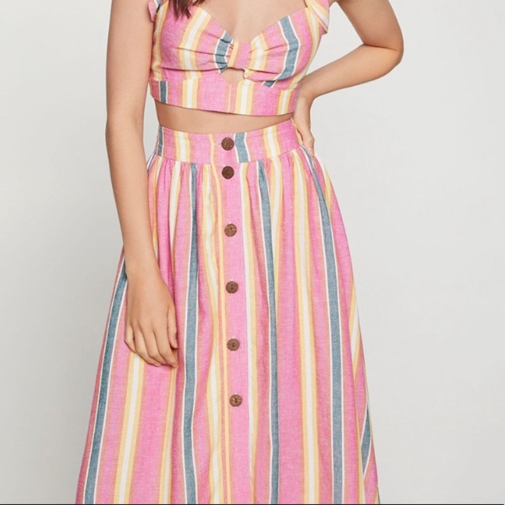 BCBG Sunrise Stripe Midi Skirt & Matching Top